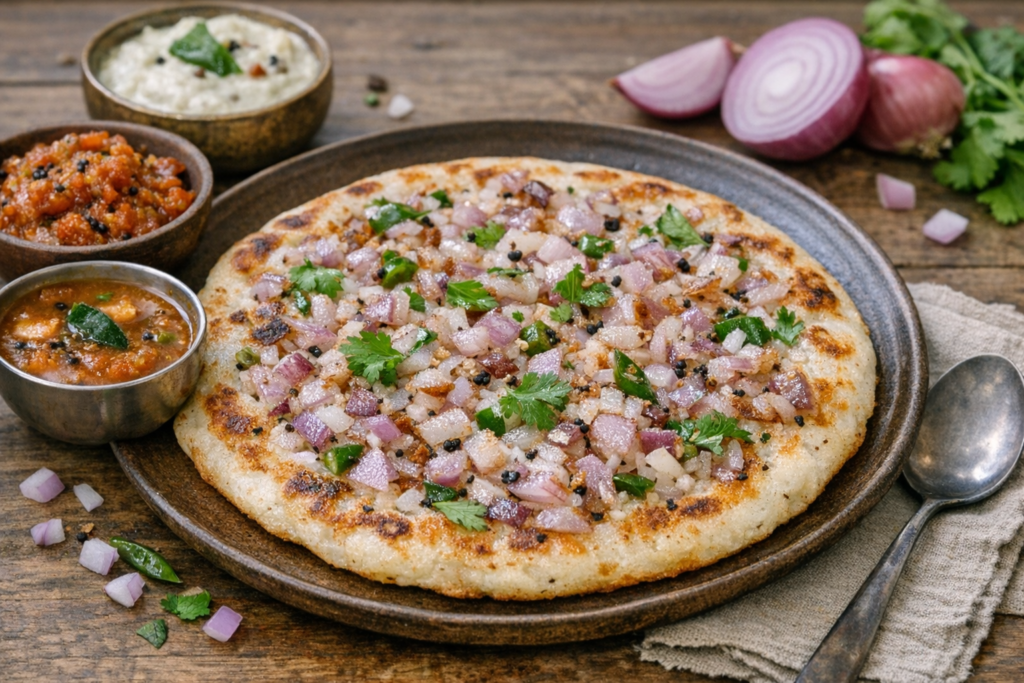 π³ Best Onion Uttapam Recipe (Crispy & Soft South Indian Breakfast in 20 Minutes) 1 Onion Uttapam